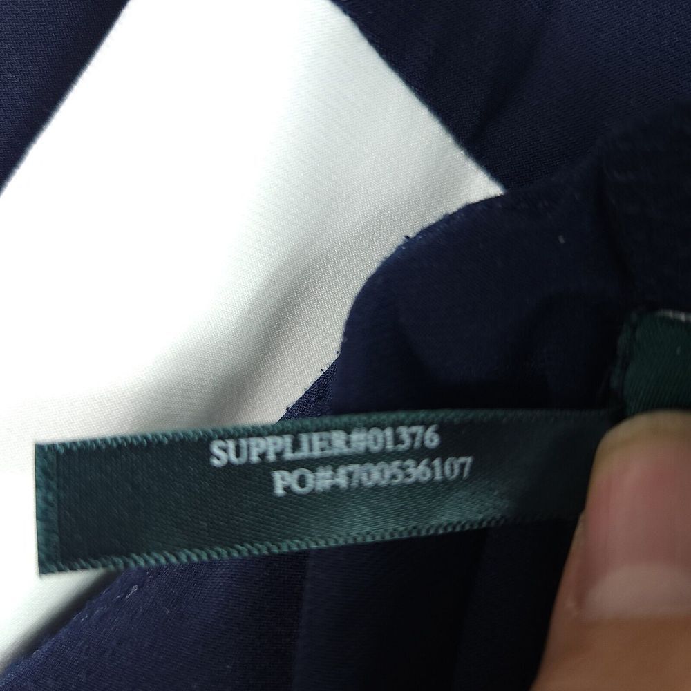Lauren Ralph Lauren Maxi Dress 16 Blue White Ruched Long Sleeve Evening Formal - Picture 7 of 12